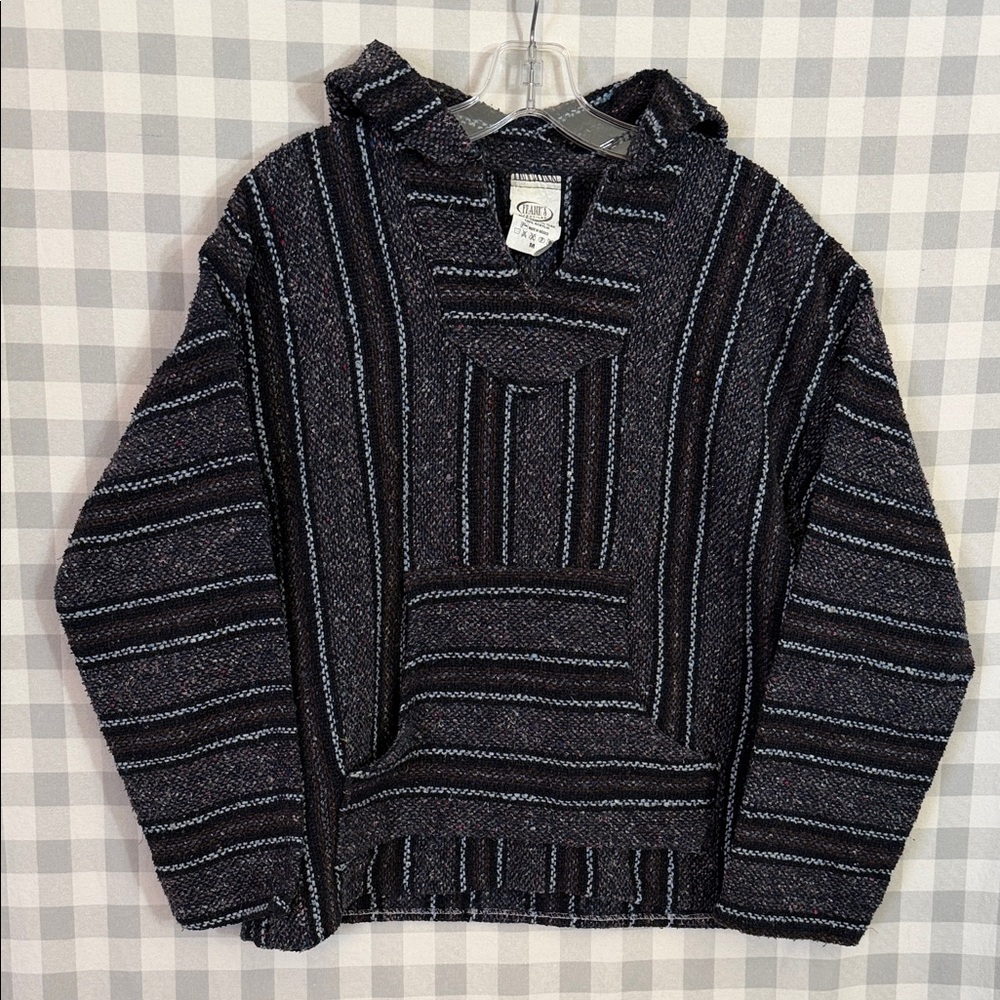 Frank’s Textiles Women’s Mexican Baja Hoodie, Size M, Black/Purple/Multi